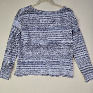 Talbots Women's (Petite) Multi Stripe Blue Boat Neck Crop Sweater NWT